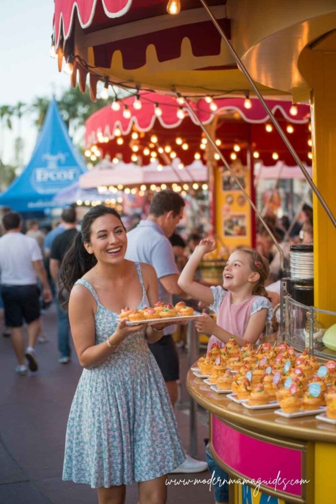 Seasonal food events and festivals at Epcot with outdoor booths and exclusive dishes.