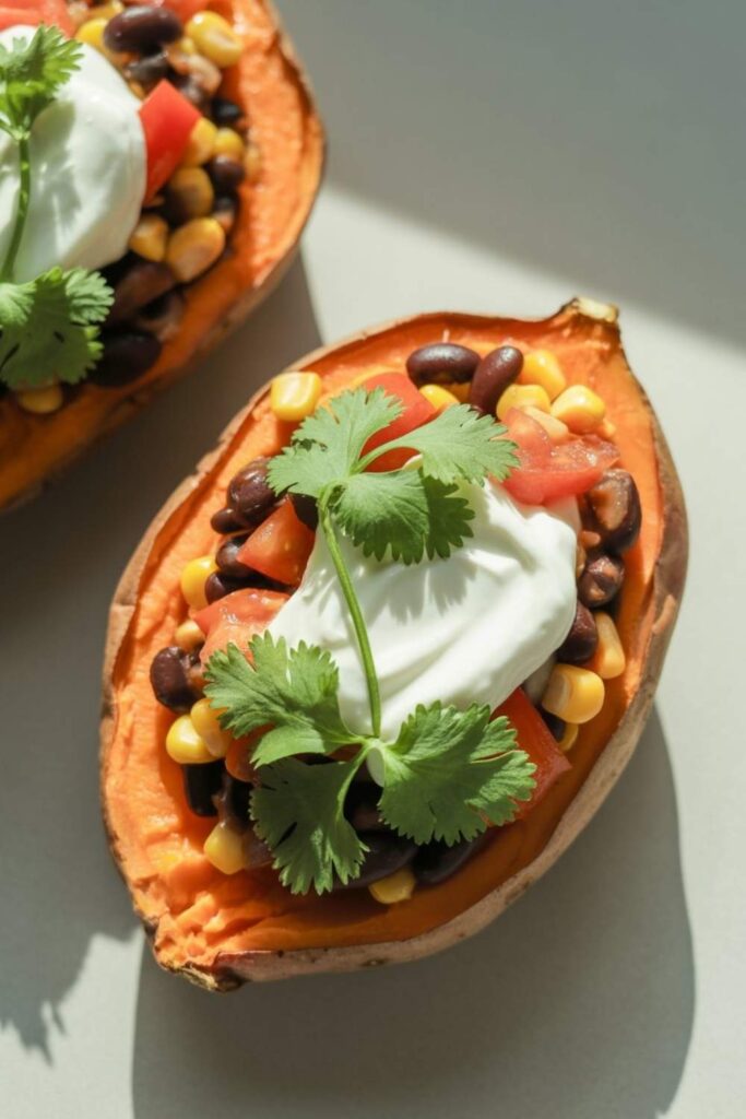 Baked Sweet Potatoes with Black Beans