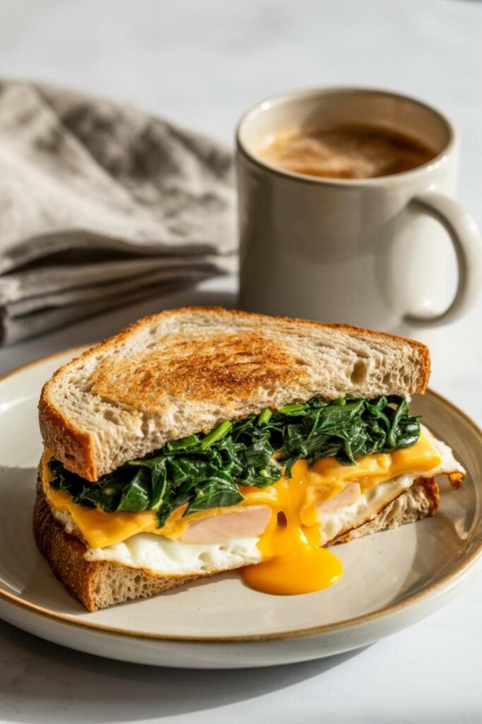 Breakfast Sandwich with Spinach and Cheese