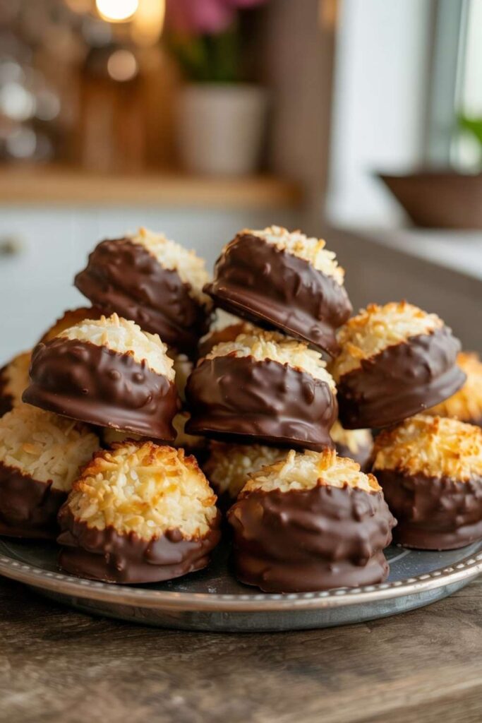 Chocolate-Dipped Coconut Macaroons