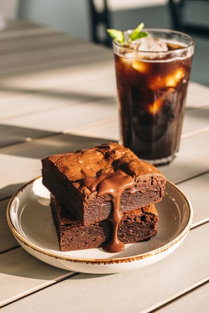 Classic Brownies with Iced Coffee