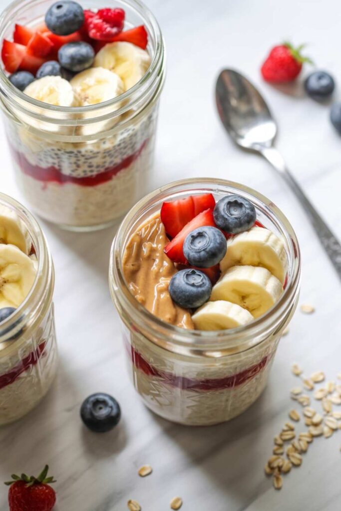 Colorful Overnight Oats in Jars