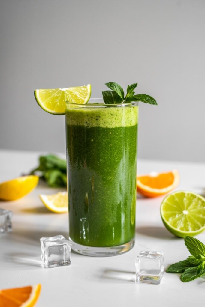 Fresh Green Smoothies with Herbs and Citrus