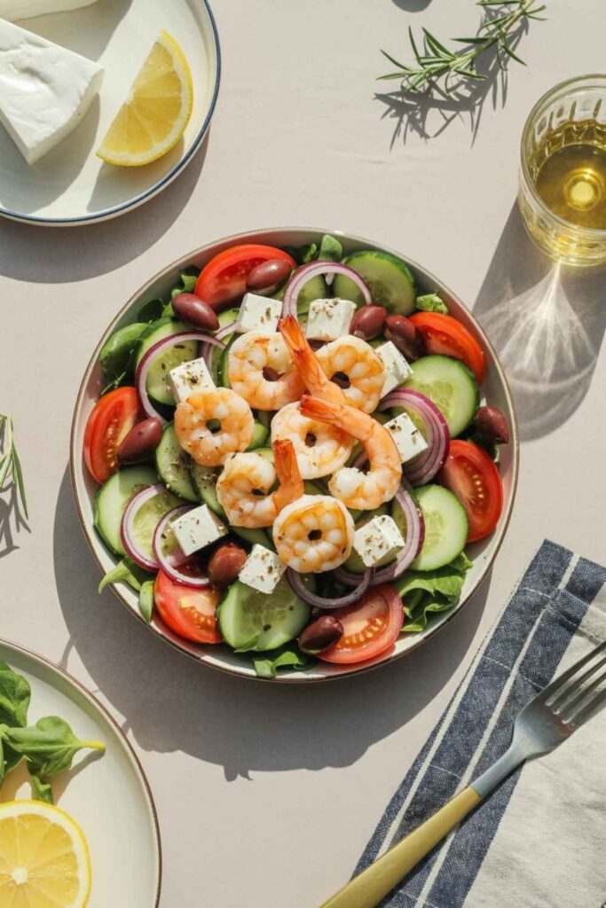 Greek Salad with Grilled Shrimp