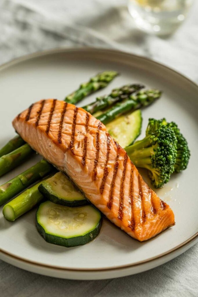 Grilled Salmon with Steamed Vegetables