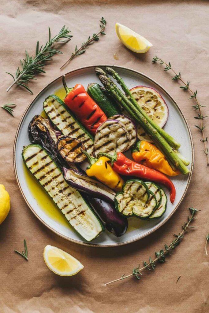 Grilled Vegetables with Olive Oil Shine