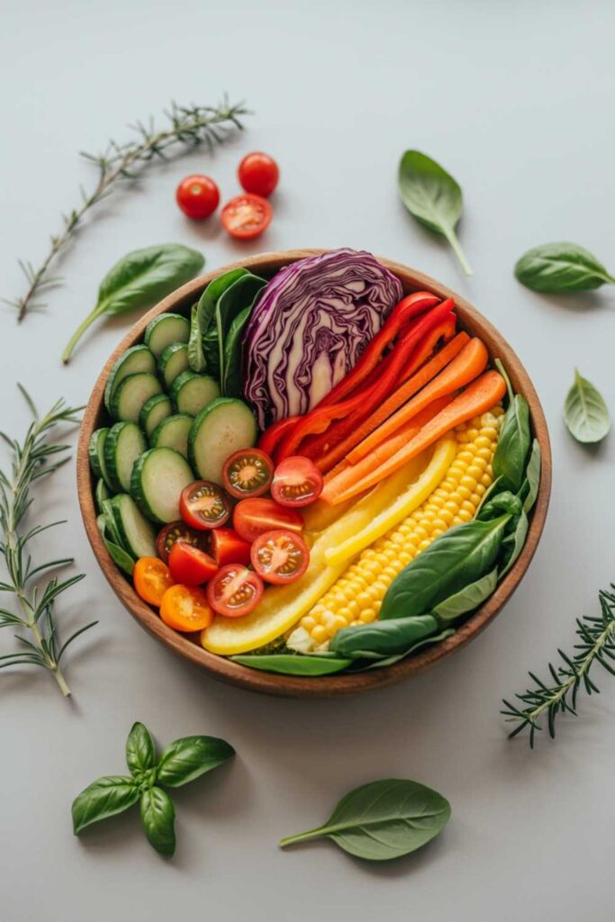 Rainbow Salad Bowls Packed with Veggies