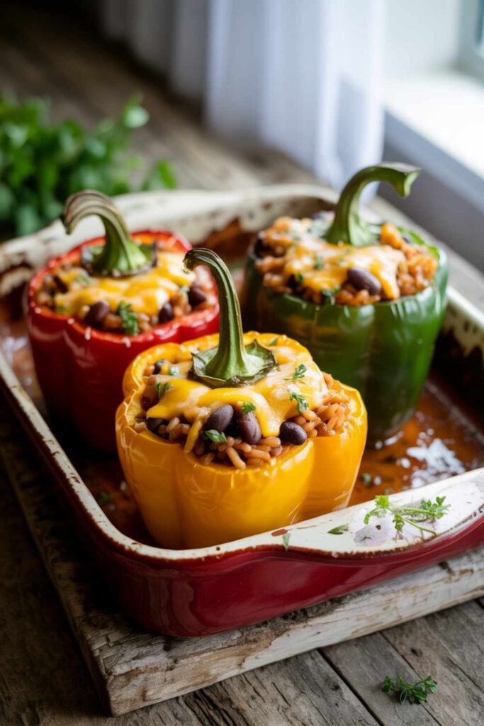 Stuffed Bell Peppers with Rice and Beans