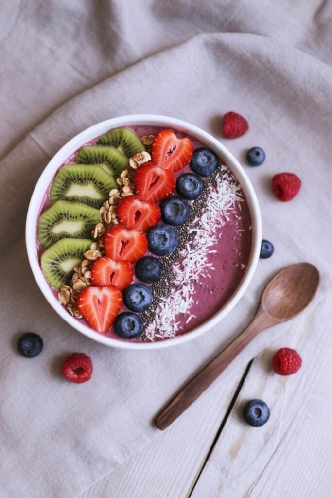Vibrant Smoothie Bowls Topped with Fresh Fruit
