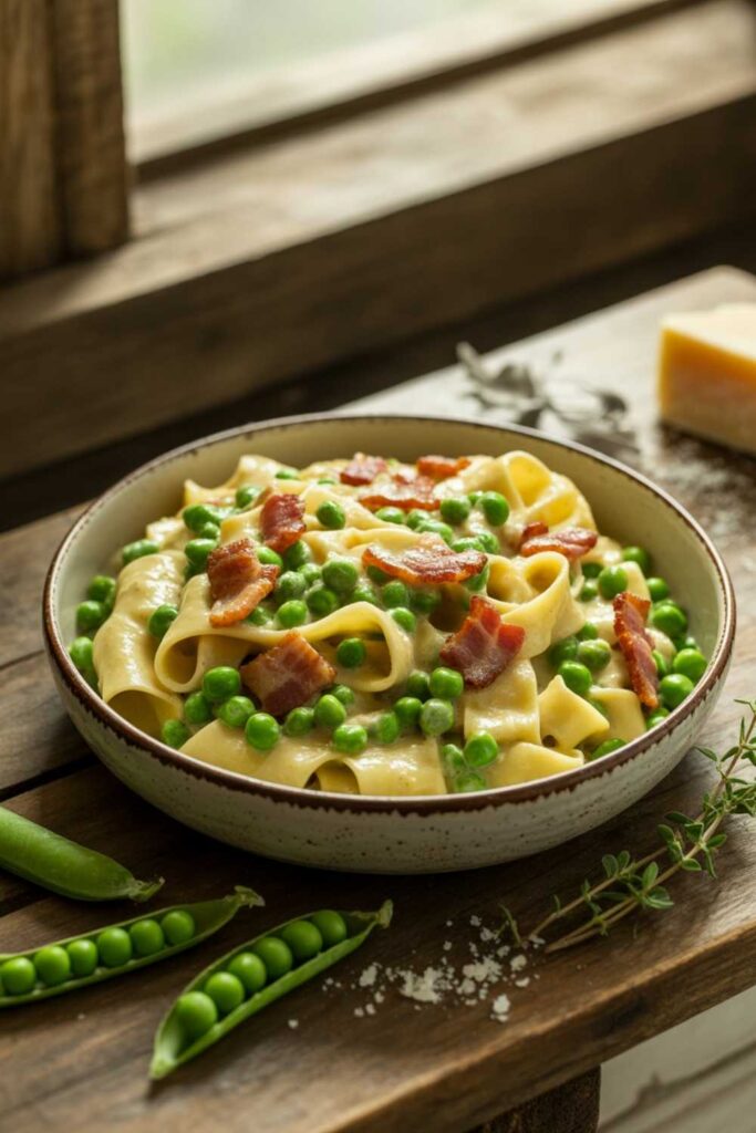 Bacon and Pea Pasta A Family Favorite