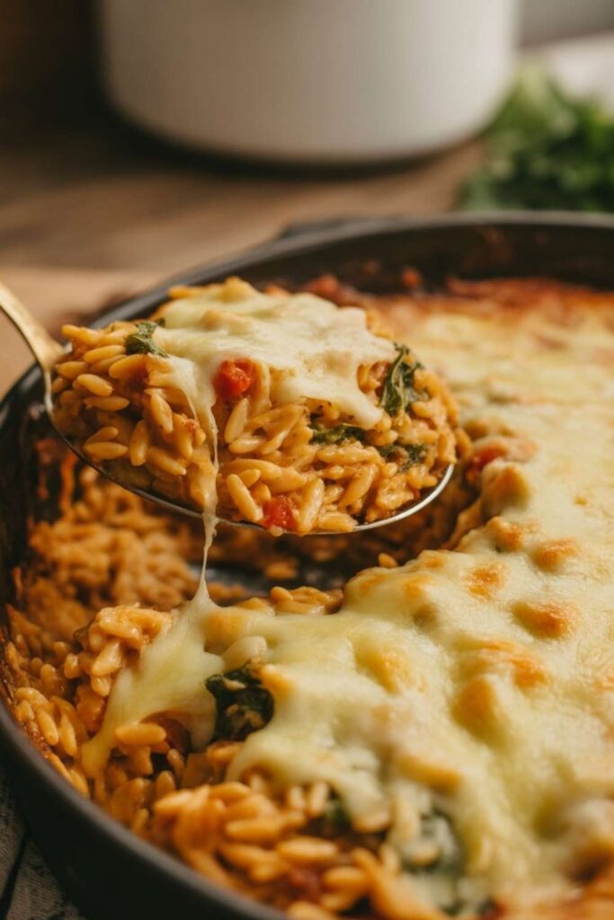 Cheesy Baked Orzo Casserole