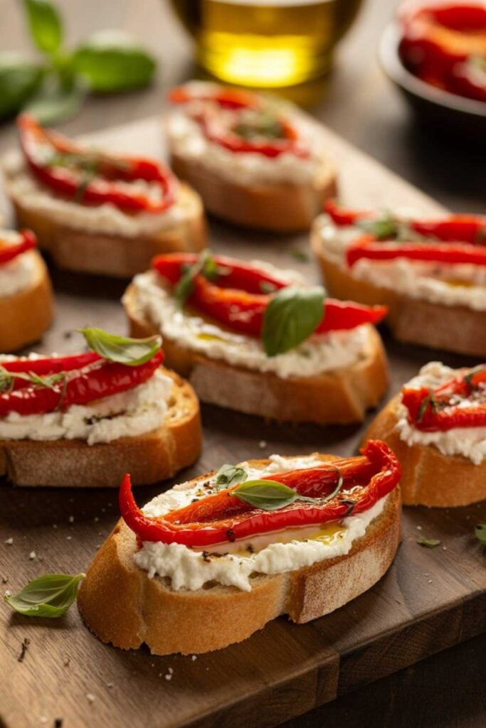 Easy Crostini Appetizers Simple Yet Elegant Bites for Every Occasion 4 Roasted Red Pepper and Ricotta Crostini