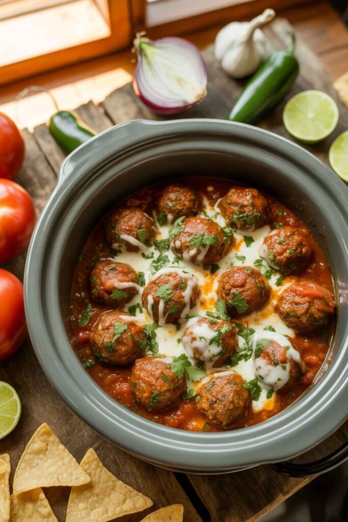 Slow Cooker Mexican Meatballs