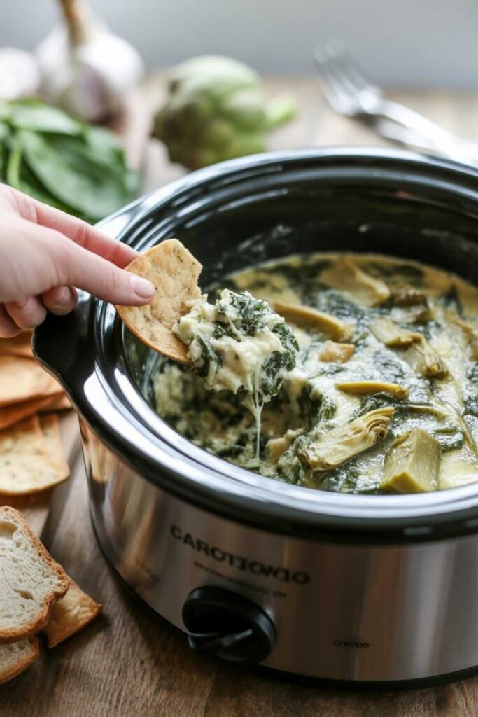 Slow Cooker Spinach Artichoke Dip