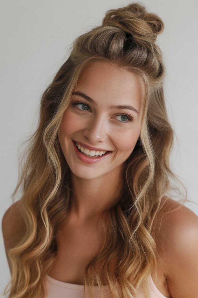 15 Hairstyles Ideas for School That Are Easy, Stylish, and Trendy in 2026 4 Half-Up Half-Down Twist Playful and Easy