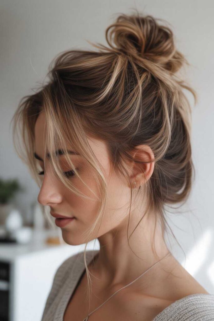 30+ Easy Hairstyles for Long Hair Quick, Stylish, and Beginner-Friendly Ideas 2 Messy Bun Chic and Casual in Minutes