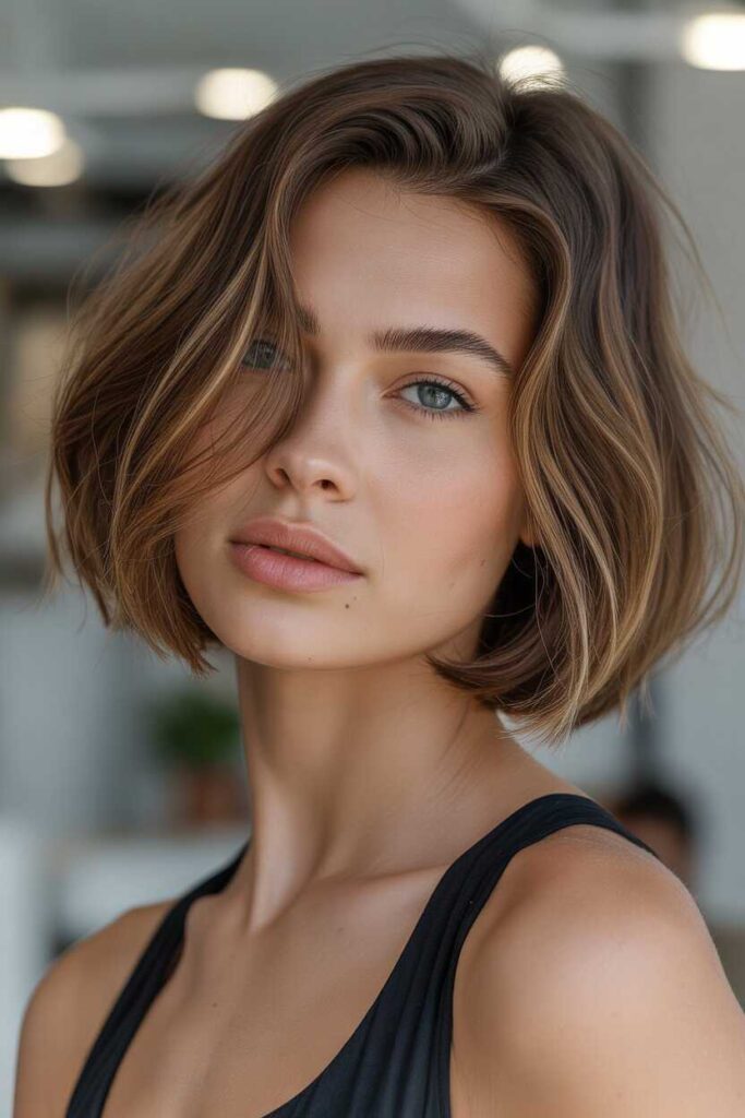 25 Chic Short Haircuts for Round Faces to Try in 2026 5 Midi Bob (Elongating & Versatile)