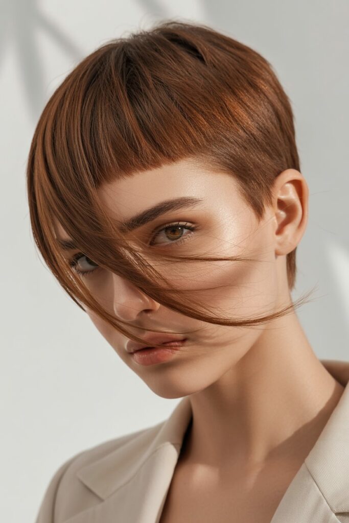 25+ Chic Hairstyles for Women in 40s to Try in 2026 9 Pixie with Long Fringe Bold Yet Feminine