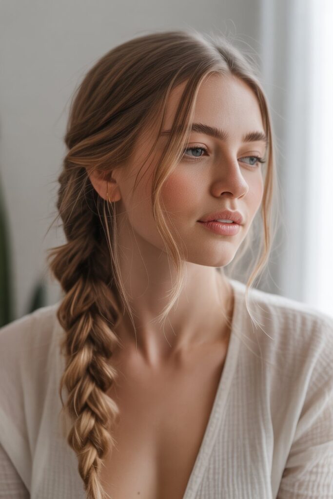 30+ Easy Hairstyles for Long Hair Quick, Stylish, and Beginner-Friendly Ideas 6 Side Swept Braid Casual Boho Charm