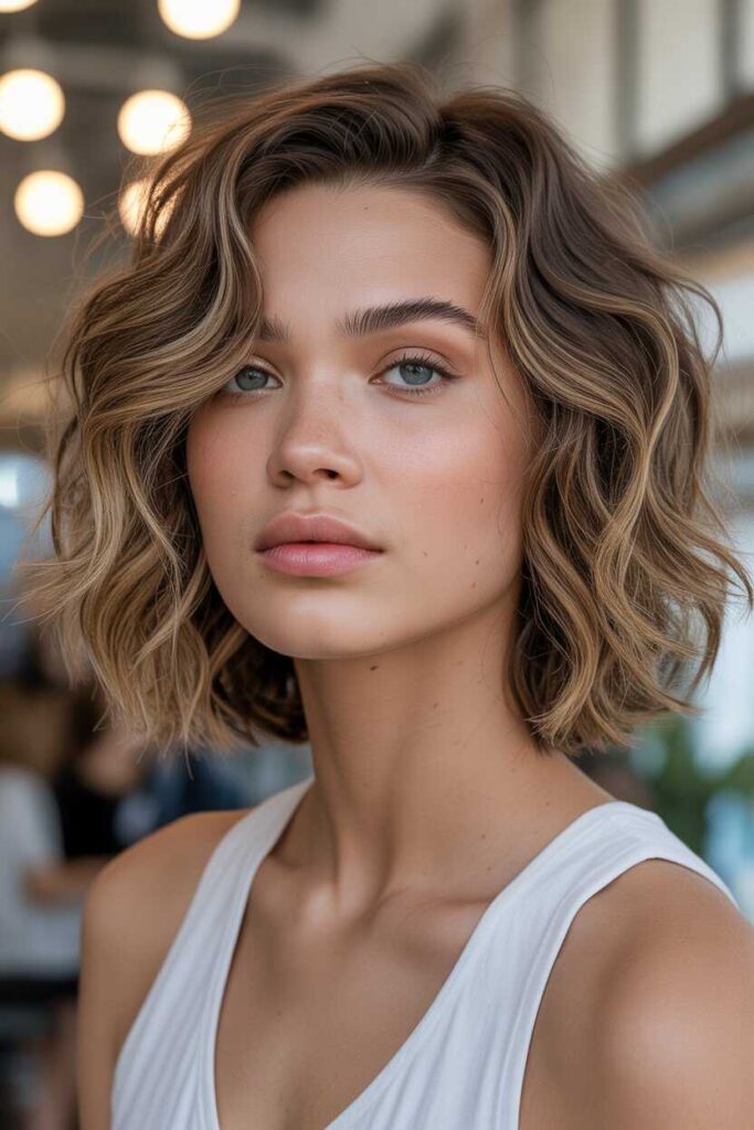 57+ Short Wavy Hairstyles to Try in 2026 for Effortless, Modern Style 3 Textured Wavy Bob for Natural Volume and Shape