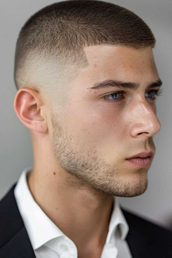 Low Taper Fade Straight Hair: 30 Sharp, Modern Haircuts Every Man Should Try in 2026 6 Low Taper Buzz Cut