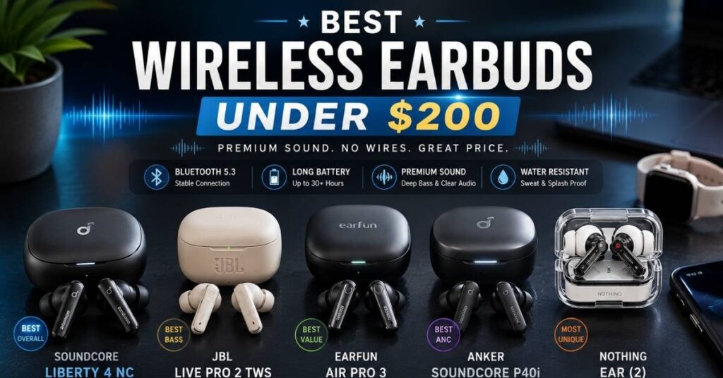 Best Wireless Earbuds Under 200 Dollars 2024 Premium Sound Without Premium PricingĀ 2 Best Wireless Earbuds Under $200