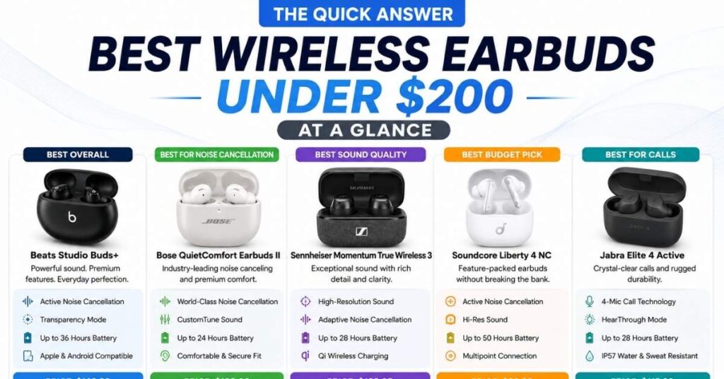 The Best Wireless Earbuds Under $200 2 The Quick Answer Best Wireless Earbuds Under $200 at a Glance